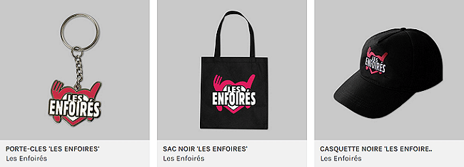 Porte-clés / Sac noir / Casquette noire "Les Enfoirés"